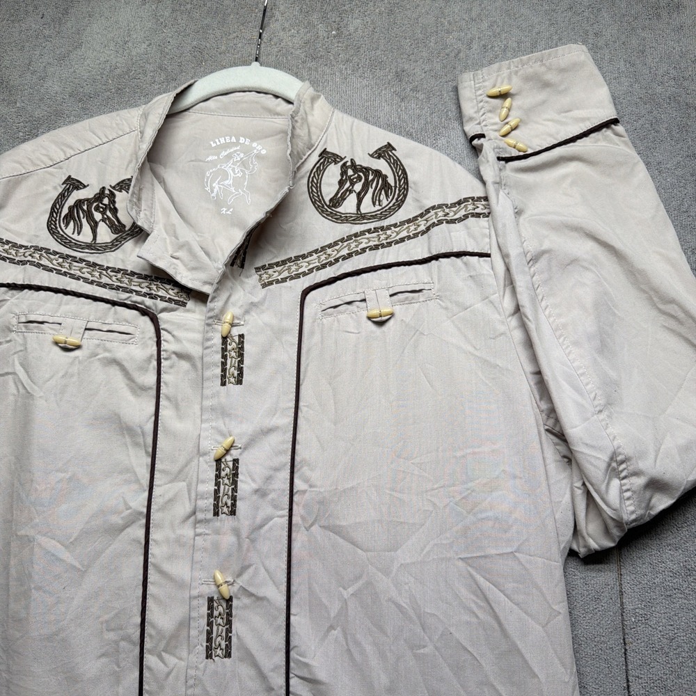 Western Embroidered Button Up Shirt Cowboy Ranch‎ Vaquero Mens XL Long Sleeve